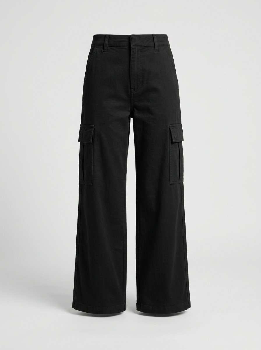 Pantalón Cargo Wide Leg negro